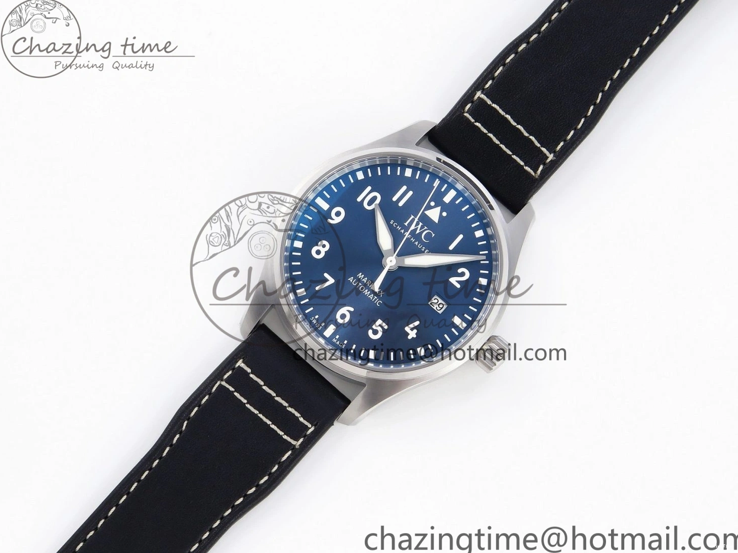 MIROTIME 1231 Pilot Mark XX IW328203 ZF 1:1 Best Edition Blue Dial on Dark Blue Leather Strap A Snug 7024
